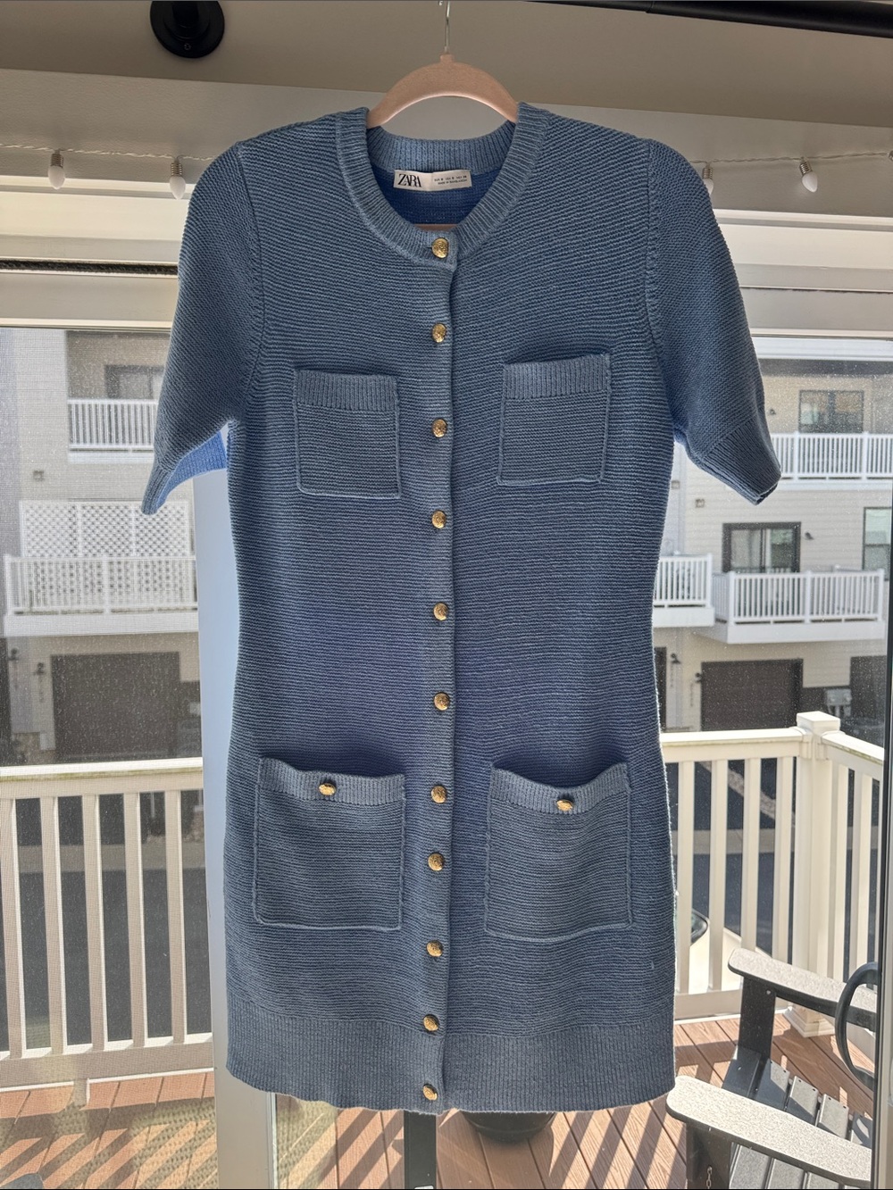 Zara Gold Button Knit Mini Dress
